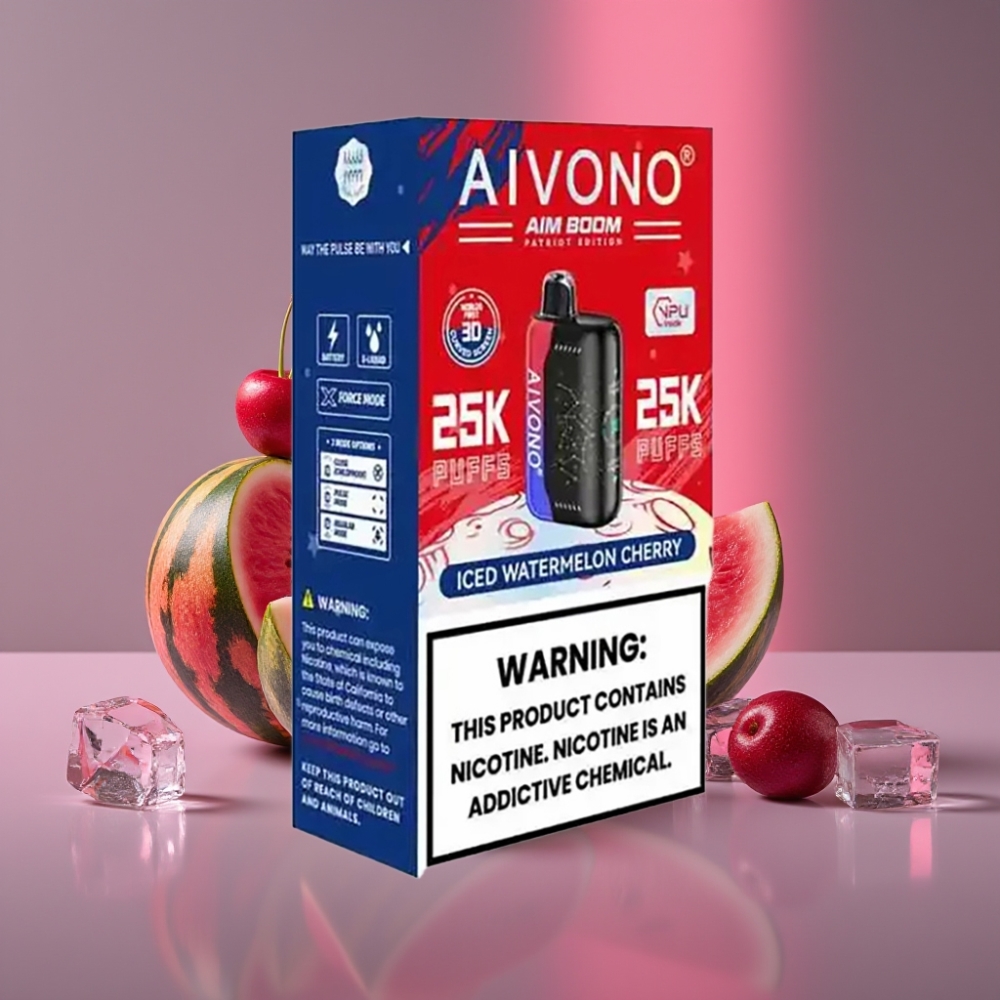 Aivono AIM BOOM 25000 Puffs 28ml 650mAh 1.2ohm Typ-C Ledovaný Meloun Třešeň