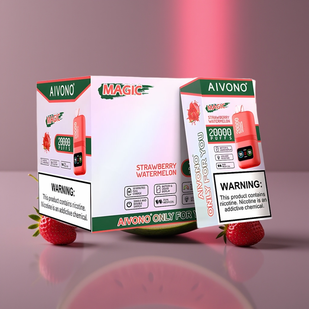 Aivono AIM MAGIC 20000 Puffs 0-5% Nikotin 26ml Dual Mesh LCD Typ-C 600mAh Jahodový meloun