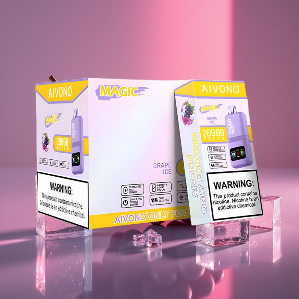 Aivono Aim Magic 20000 Puffs 0-5% Nikotinu 26ml Dual Mesh LCD Typ-C 600mAh Hroznový Led