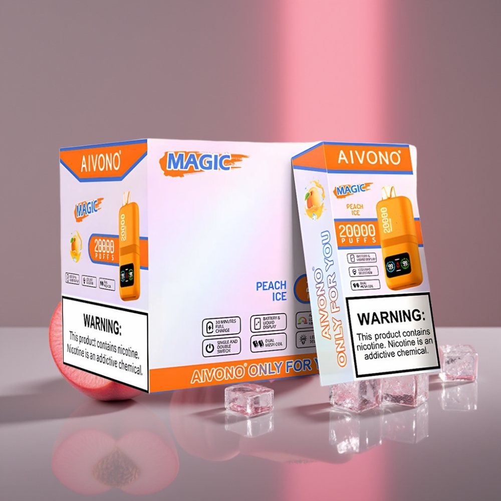 Aivono Aim Magic 20000 Puffs 26ml Dual Mesh LCD Typ-C 600mAh Broskvový Led Disposable Vape