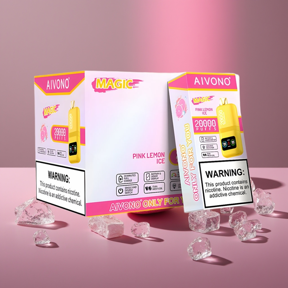Aivono Aim Magic 20000 Puffs Disposable Vape Růžový citron led 26ml Dual Mesh LCD Type-C 600mAh