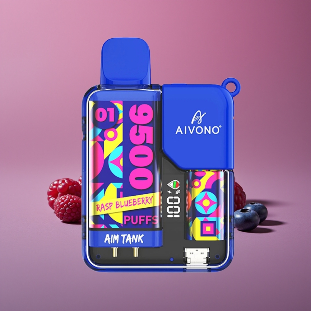 Aivono AIM-TANK 9500 Puffs 18ml 650mAh LCD 0-5% Nikotin 1.2ohm Malina Borůvka
