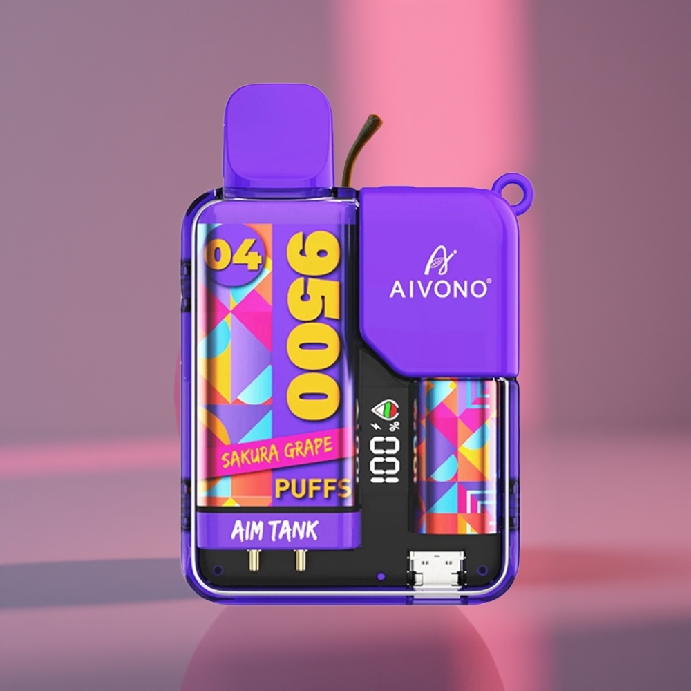 Aivono AIM-TANK 9500 Puffs 18ml 650mAh LCD 1.2ohm Sakura Hroznové Víno