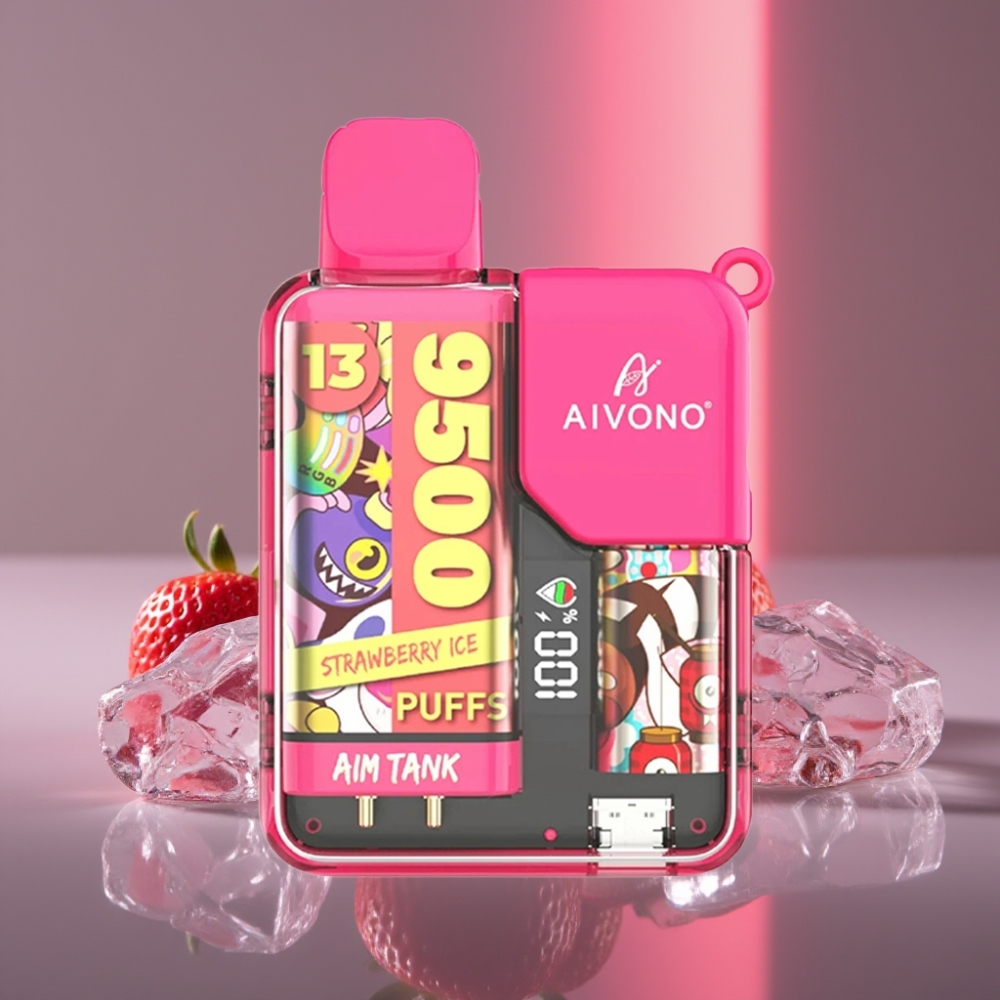 Aivono AIM-TANK 9500 Puffs 18ml 650mAh LCD Jahodový Led Disposable Vape