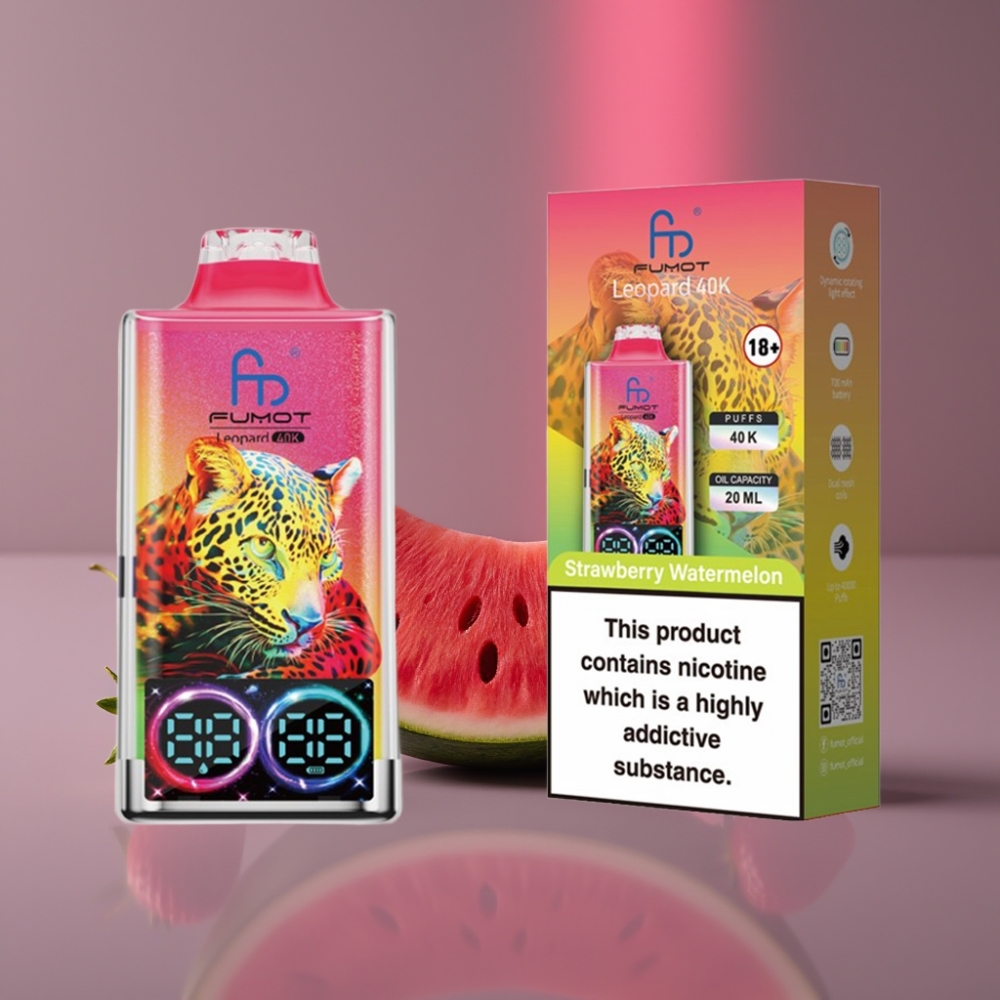 Fumot Leopard 40K Puffs 0-5% Nikotin 700mAh Dual Mesh Type-C Jahoda Vodní Meloun