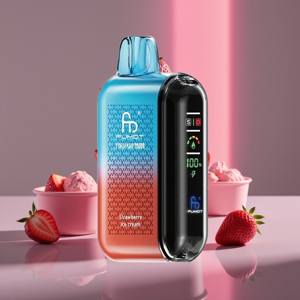 Fumot Tornado 20000 Puffs Duální Síť Cívka 20ml 850mAh Jahodová Zmrzlina