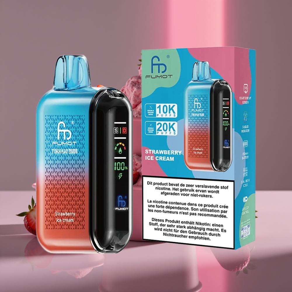 Fumot Tornado 20000 Puffs Duální Síť Cívka 20ml 850mAh Jahodová Zmrzlina