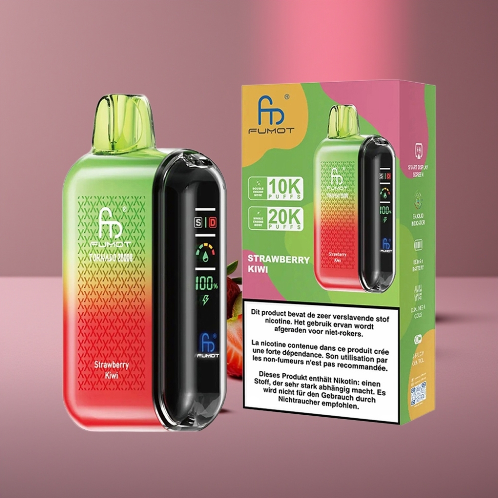 Fumot Tornado 20000 Puffs Dual Mesh 20ml 850mAh Display Airflow 2% Jahodové Kiwi