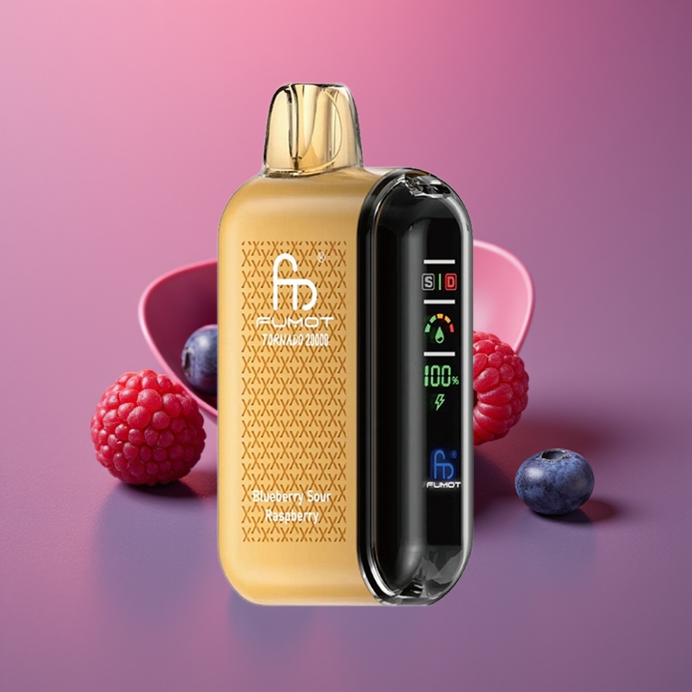 Fumot Tornado 20000 Puffs Dual Mesh 20ml 850mAh Display Airflow 2% Nikotin Borůvka Kyselá Malina