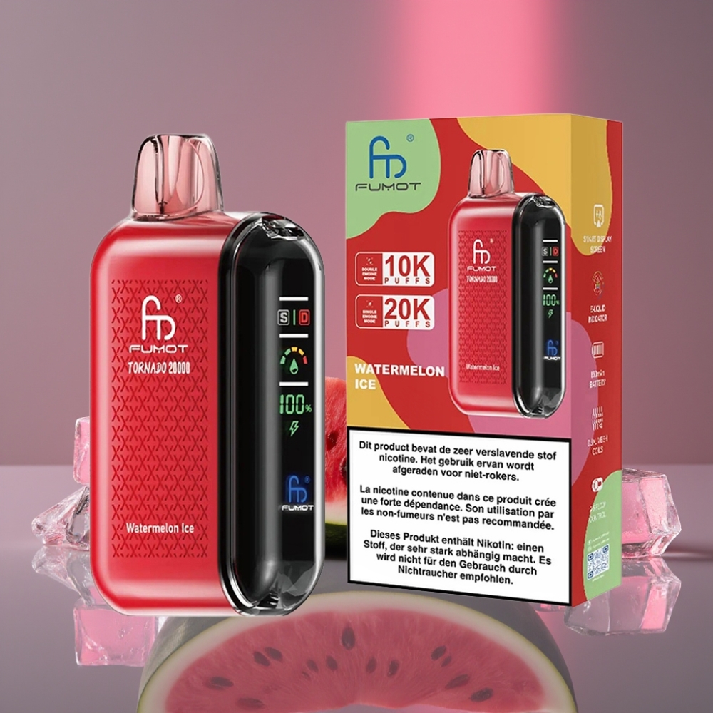 Fumot Tornado 20000 Puffs Dual Mesh 20ml 850mAh Display Airflow 2% Vodní Meloun Led