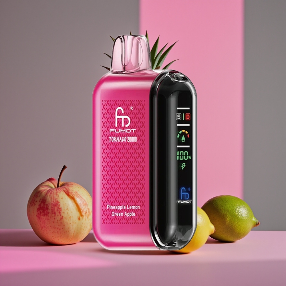 Fumot Tornado 20000 Puffs Dual Mesh 20ml 850mAh Displej Ananas Citrón Zelené Jablko
