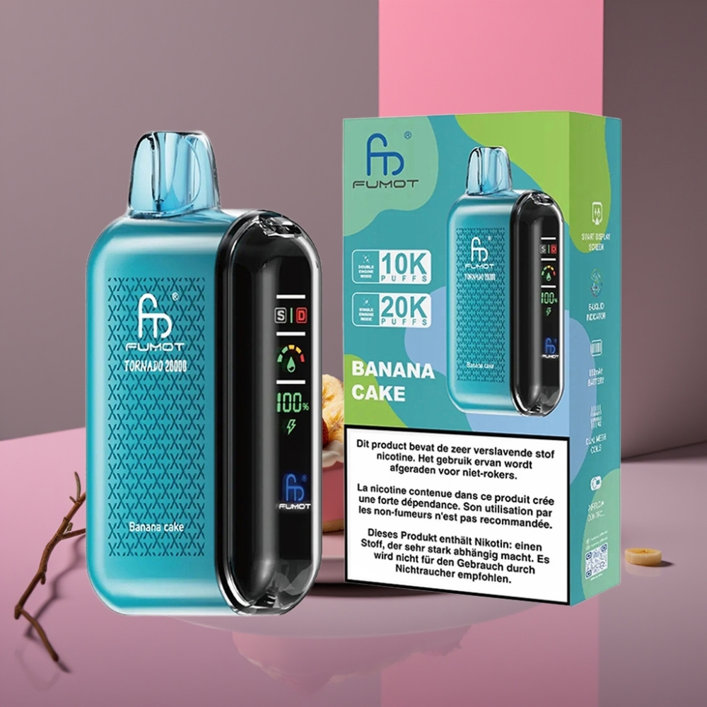 Fumot Tornado 20000 Puffs Dual Mesh 20ml 850mAh Displej Banánový Dort