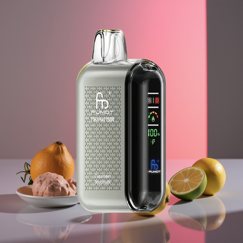 Fumot Tornado 20000 Puffs Dual Mesh 20ml 850mAh Displej Ovladání Průtoku Vzduchu Okurka Limonáda