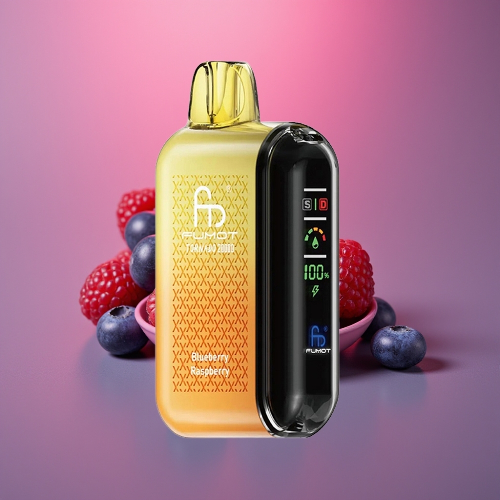 Fumot Tornado 20000 Puffs Dual Mesh 20ml 850mAh Displej Průtok Vzduchu 2% Nikotin Borůvka Malina