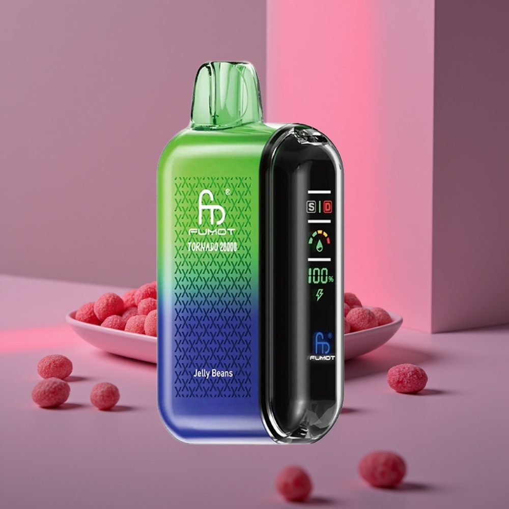 Fumot Tornado 20000 Puffs Dual Mesh 20ml 850mAh Displej Průtok Vzduchu 2% Nikotin Želé Bonbóny