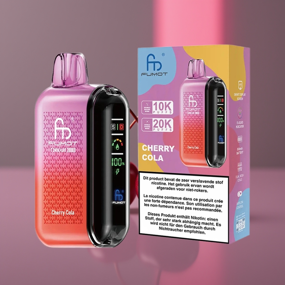 Fumot Tornado 20000 Puffs Dual Mesh 20ml 850mAh Smart Display Cherry Cola Třešňová Kola