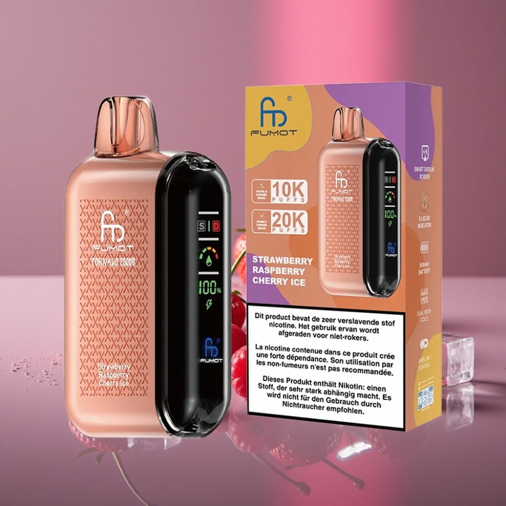 Fumot Tornado 20000 Puffs Dual Mesh 20ml 850mAh Strawberry Raspberry Cherry Ice