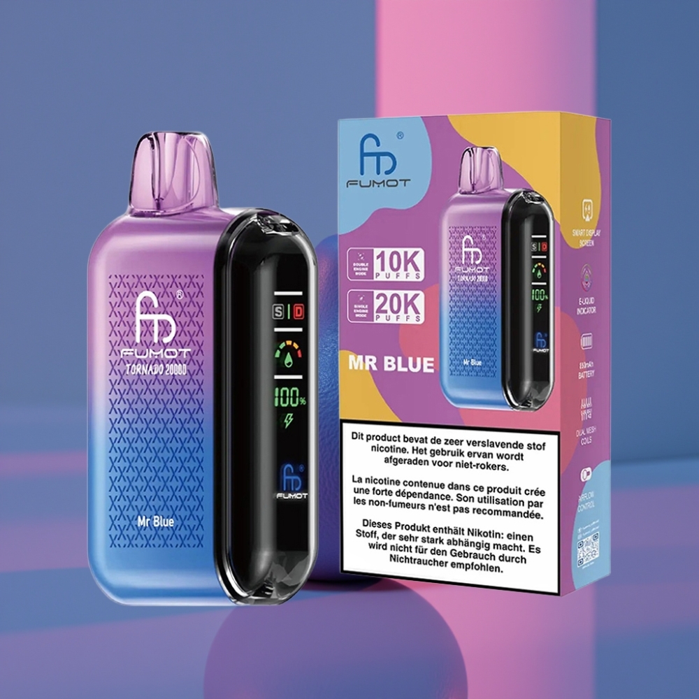 Fumot Tornado 20000 Puffs Dual Mesh Coil 20ml 850mAh Display Mr Blue