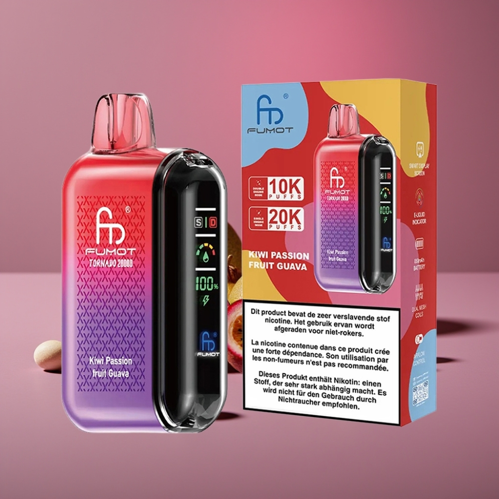 Fumot Tornado 20000 Puffs Dual Mesh Coil 20ml 850mAh Kiwi Mučenka Guava