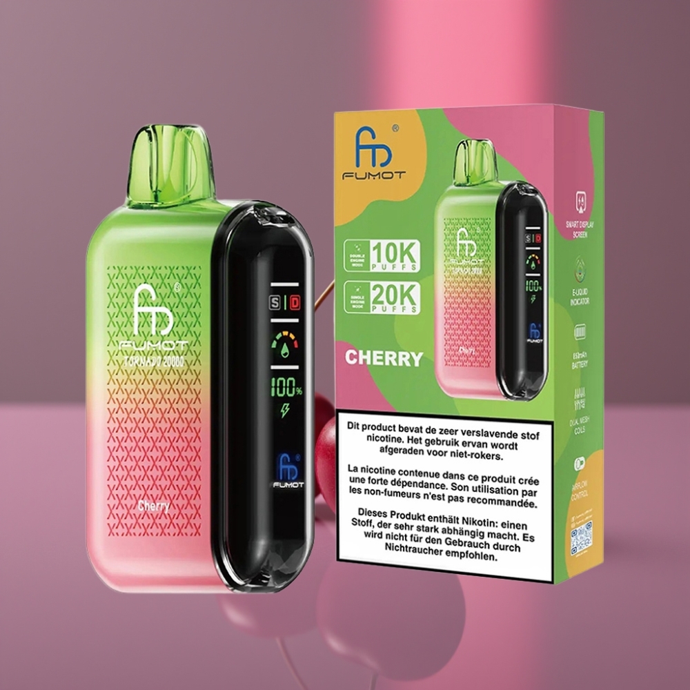 Fumot Tornado 20000 Puffs Dual Mesh Coil 20ml 850mAh Smart Display Cherry Třešňová