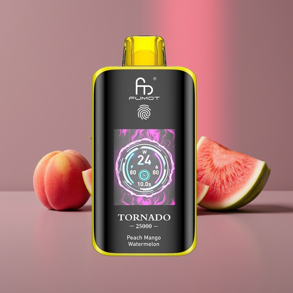 Fumot Tornado 25000 Puffs Displej HD 700mAh 20ml Broskev Mango Meloun