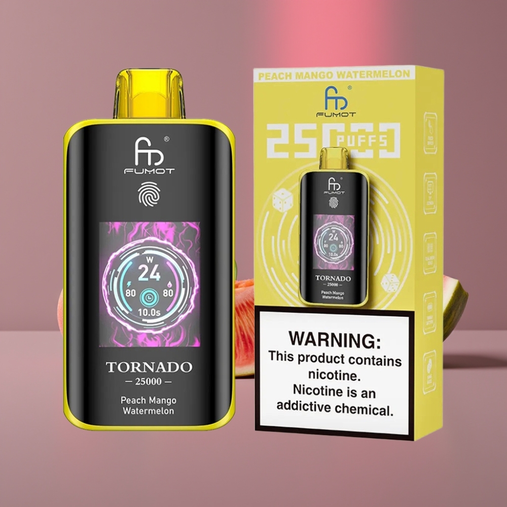 Fumot Tornado 25000 Puffs Displej HD 700mAh 20ml Broskev Mango Meloun