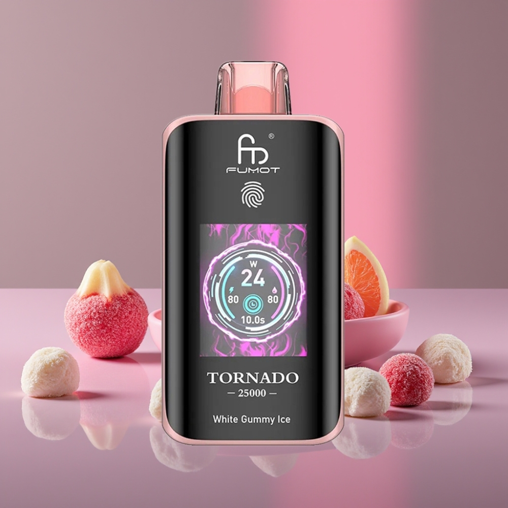 Fumot Tornado 25000 Puffs HD Display 700mAh 20ml 0/2/3/5% Bílá Žvýkačka Led