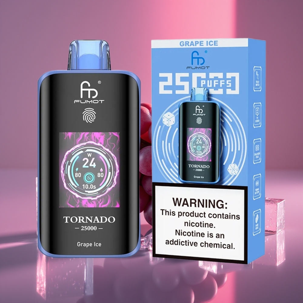 Fumot Tornado 25000 Puffs HD Display 700mAh 20ml Rechargeabilní Hroznový Led