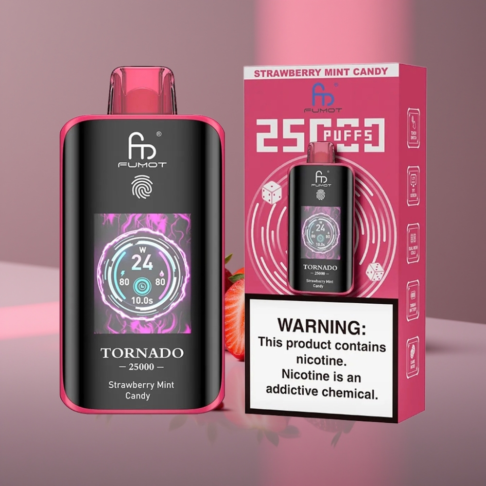 Fumot Tornado 25000 Puffs HD Display 700mAh 20ml Typ-C Jahodová Mátová Cukrovinka