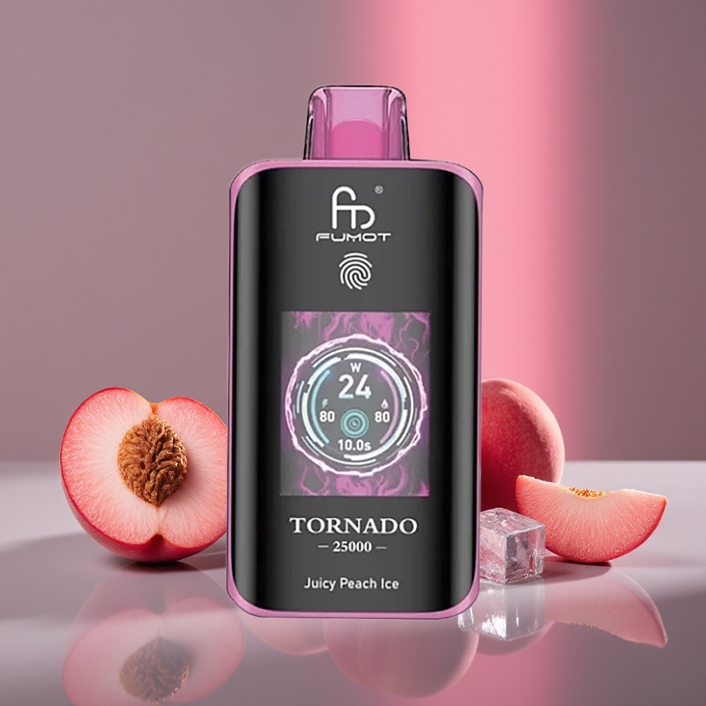 Fumot Tornado 25000 Puffs HD Display 700mAh 20ml Typ-C Šťavnaté Broskev Led