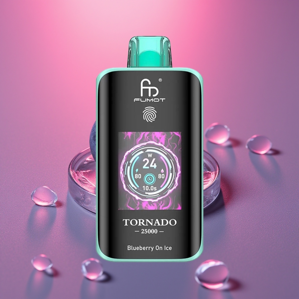 Fumot Tornado 25000 Puffs HD Displej 700mAh 20ml Borůvka s Ledem Typ-C