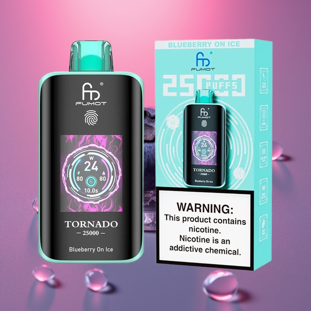 Fumot Tornado 25000 Puffs HD Displej 700mAh 20ml Borůvka s Ledem Typ-C