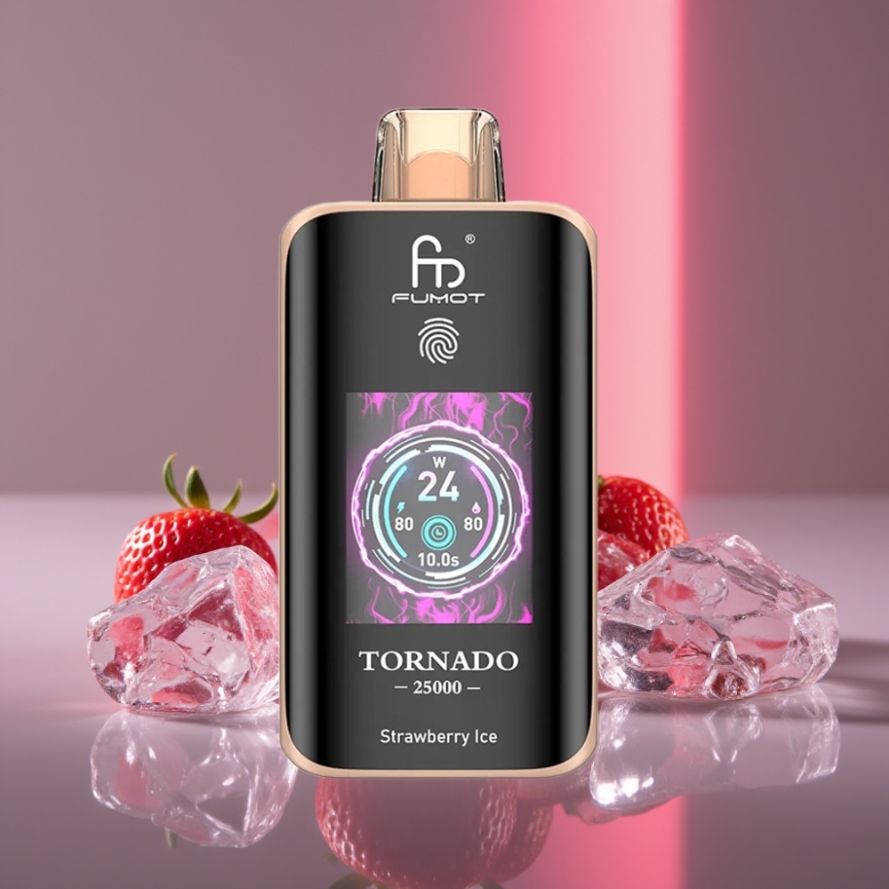 Fumot Tornado 25000 Puffs HD Displej 700mAh 20ml Jahodový Led Typ-C