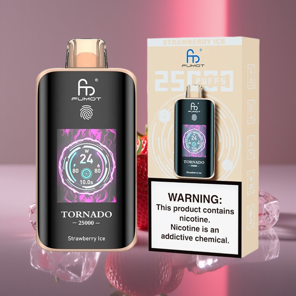 Fumot Tornado 25000 Puffs HD Displej 700mAh 20ml Jahodový Led Typ-C