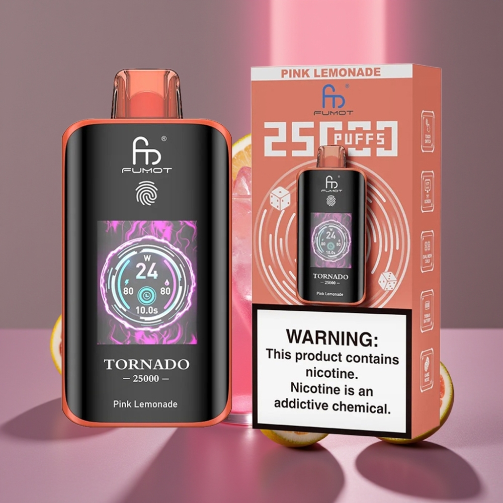 Fumot Tornado 25000 Puffs HD Screen 700mAh 20ml Růžová Limonáda