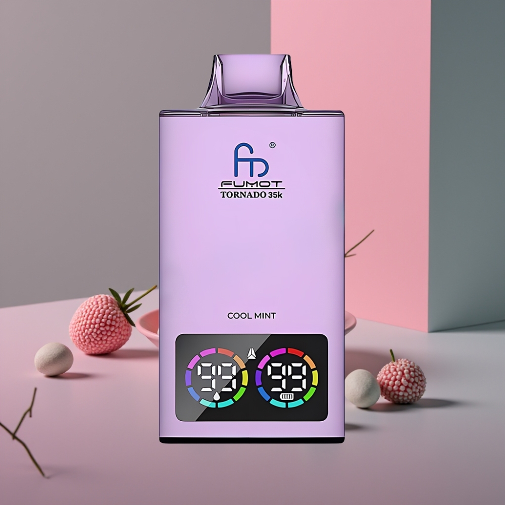 Fumot Tornado 35000 Disposable Vape Chladivá Máta Dual Mesh Coil RGB Lights USB-C 15ml