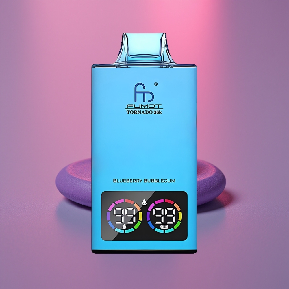 Fumot Tornado 35K Disposable Vape 35000 šťuchů Dual Mesh Coil 15ml E-juice Borůvková Bublinková Žvýkačka