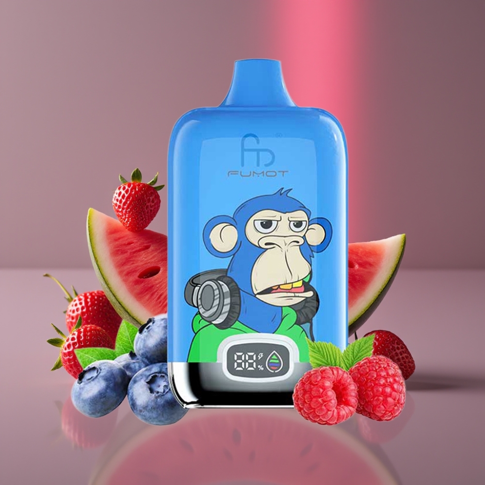 Fumot Tornado Digital Box 12000 Puffs 20ml 550mAh Rechargeabilní Jahoda Vodní Meloun
