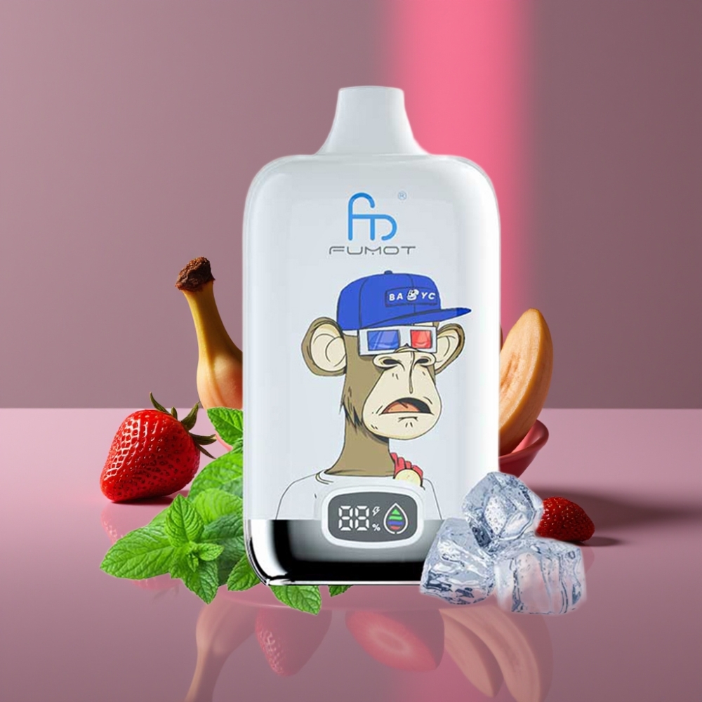 Fumot Tornado Digital Box 12000 Puffs 20ml 550mAh Typ-C Jahoda Banán