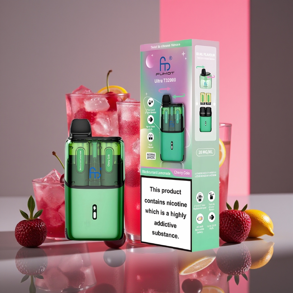 Fumot Ultra T32000 32000 tahů 800mAh 24ml rychlé nabíjení Type-C černý rybíz limonáda - třešňová kola