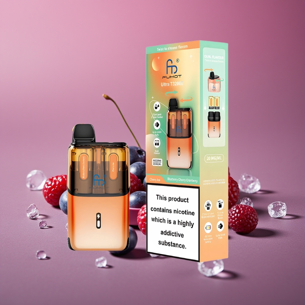 Fumot Ultra T32000 Disposable Vape 32000 potáhnutí 800mAh 24ml Type-C Borůvka Třešeň Brusinka - Ledová Třešeň