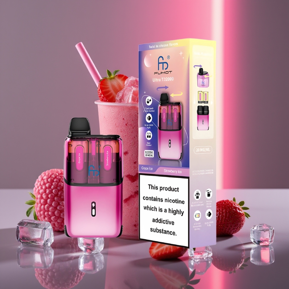 Fumot Ultra T32000 Disposable Vape 32000 potahů Grape Ice - Strawberry Ice 24ml 800mAh Type-C Mesh