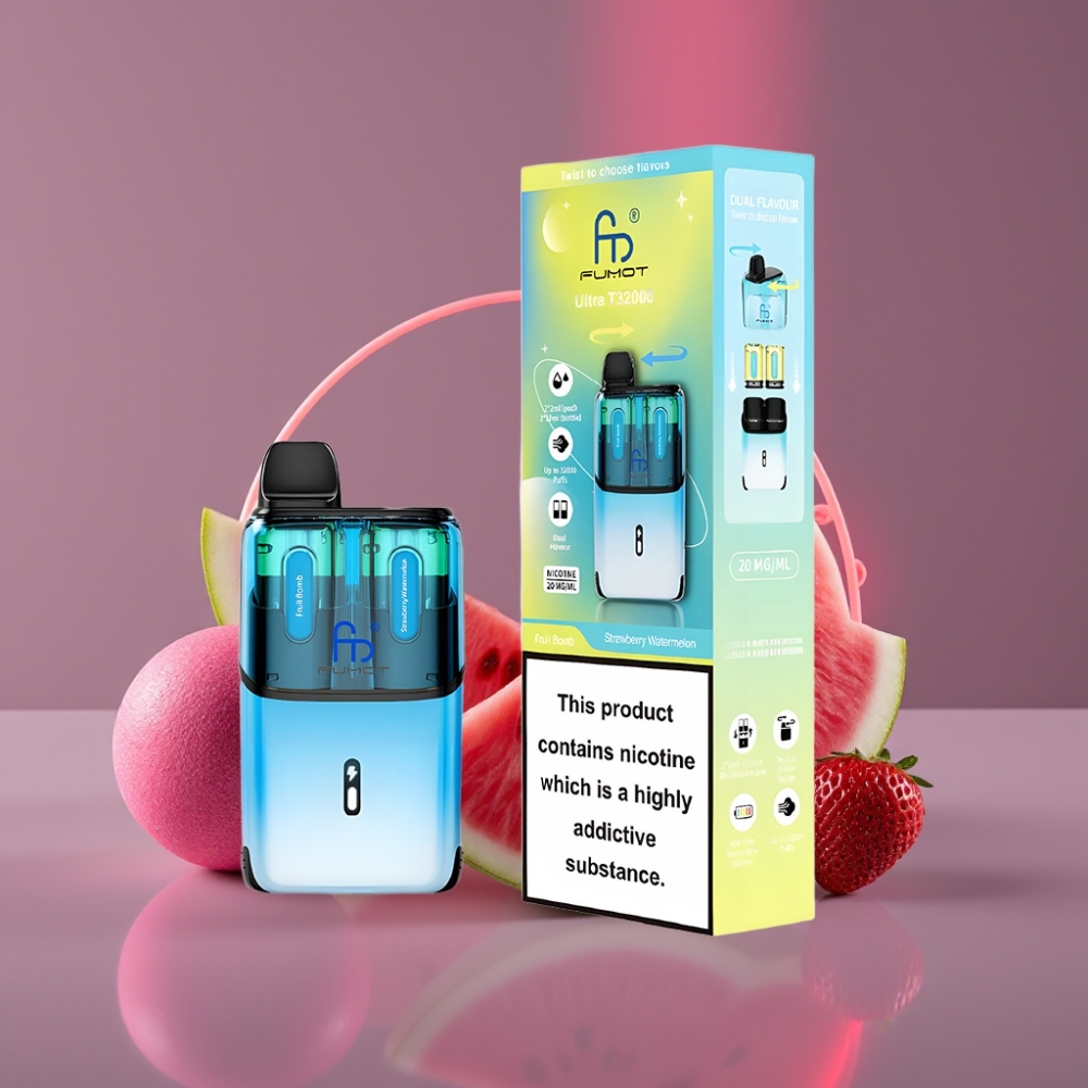 Fumot Ultra T32000 Disposable Vape 32000 tahů, 800mAh, 24ml, Typ-C, Ovocná bomba - Jahoda Meloun
