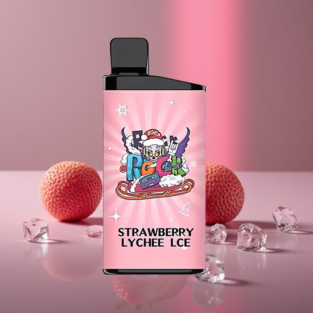 IGET Bar 3500 Puffs Disposable Vape Jahodový Lychee Led 41.3x21.3x94.5mm 1400mAh 1.2Ohm Mesh