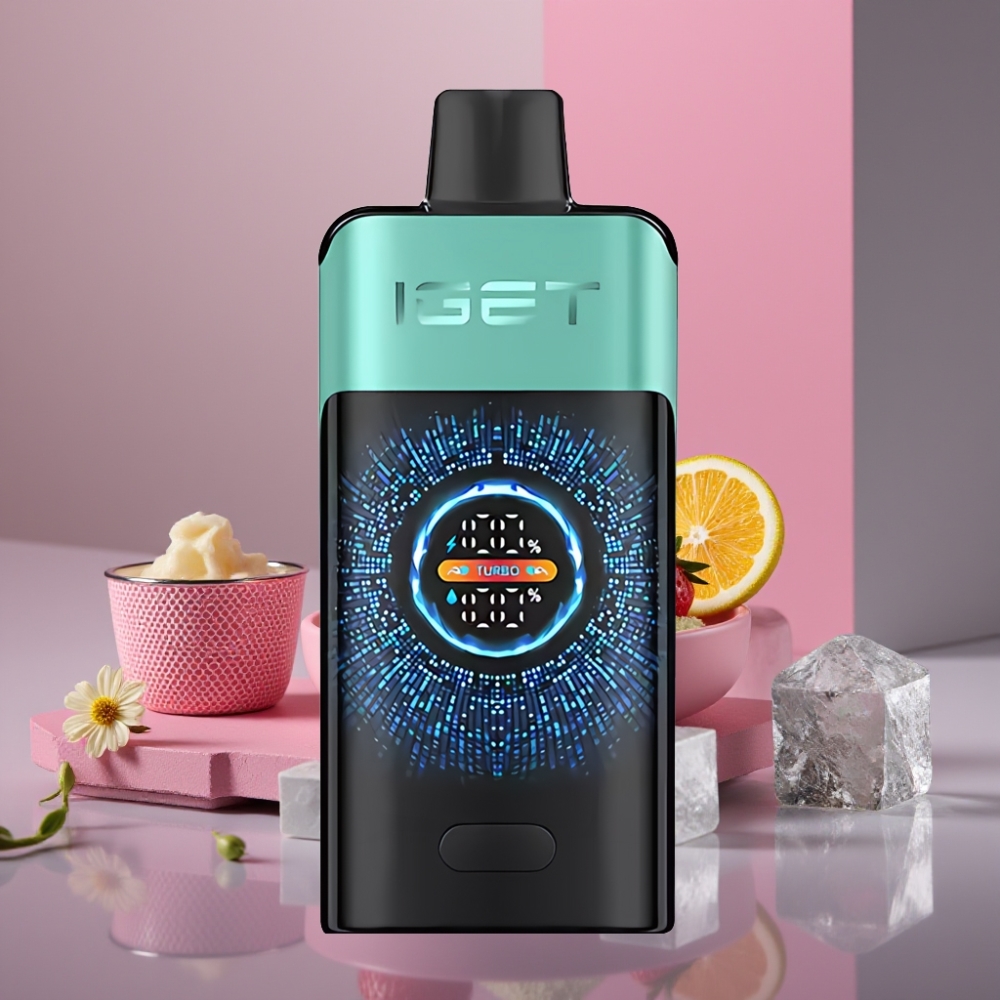 IGET ONE 12000 Puffs Disposable Vape Horský Pramen Mátový Led s Turbo Módem, 2700 mAh, 0.6 ohm