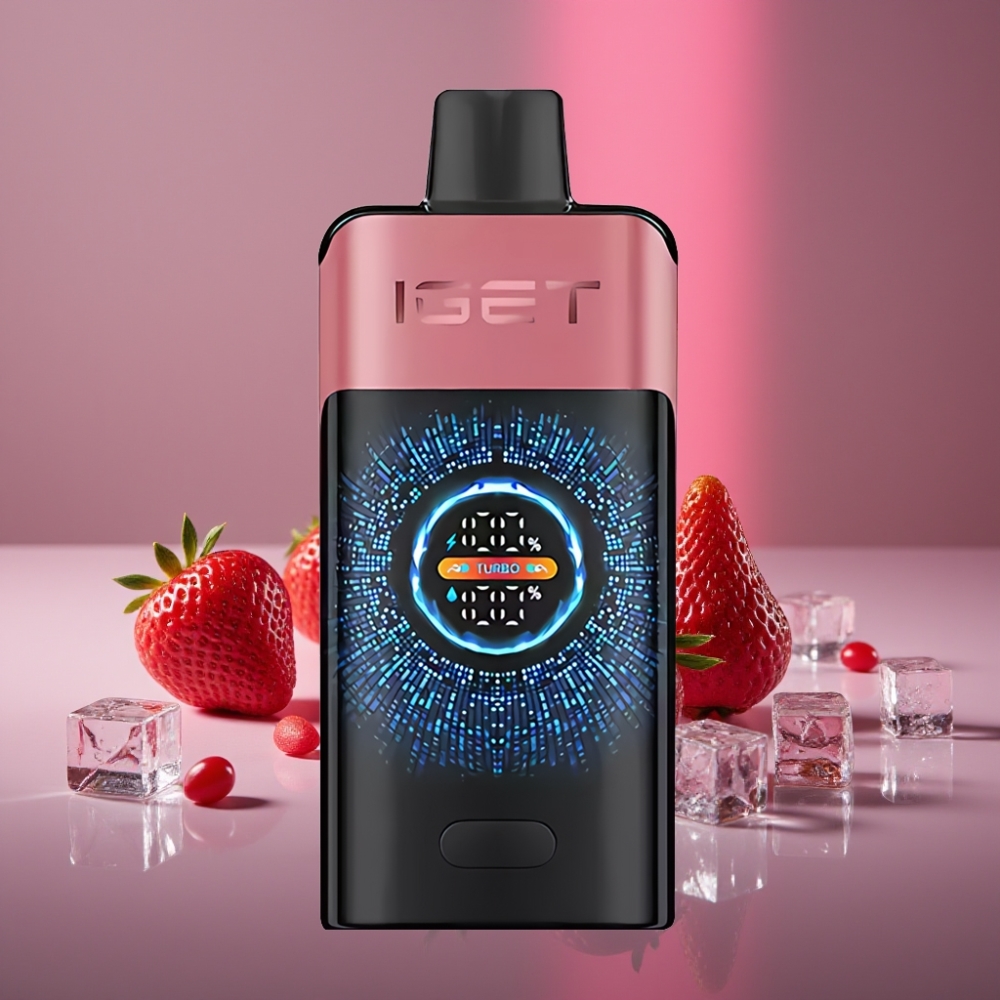 IGET ONE 12000 Puffs Disposable Vape Jahoda Granátové Jablko Led 2700 mAh 0.6 ohm Dual Mesh
