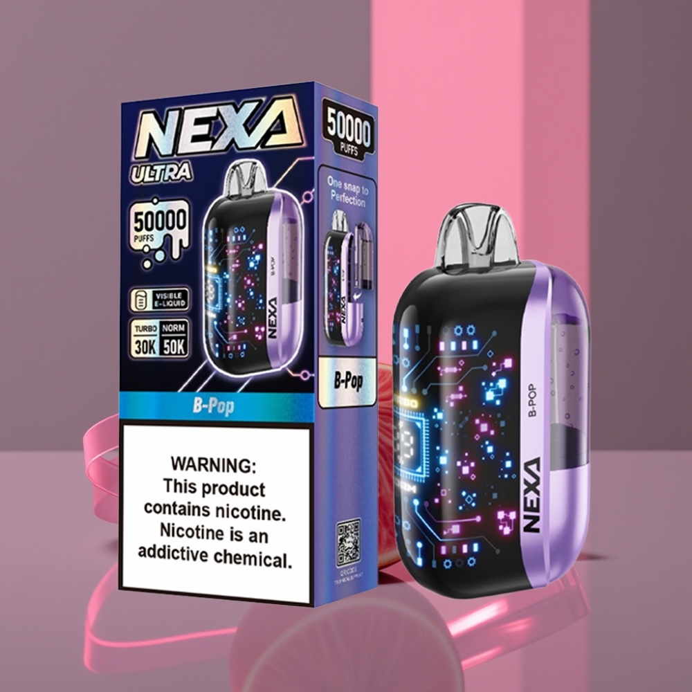 NEXA Ultra 50000 Puffs Disposable Vape B-Pop 20ml 800mAh 5% Nikotinu 0.9ohm Dual Mesh