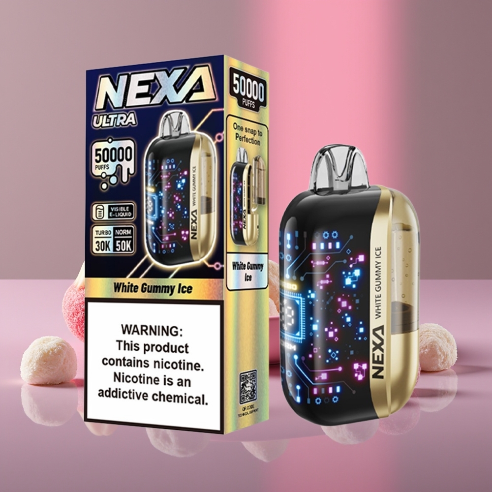NEXA Ultra 50000 Puffs Disposable Vape Bílá Želatinová Zmrzlina 20ml 5% Nikotinu Typ-C