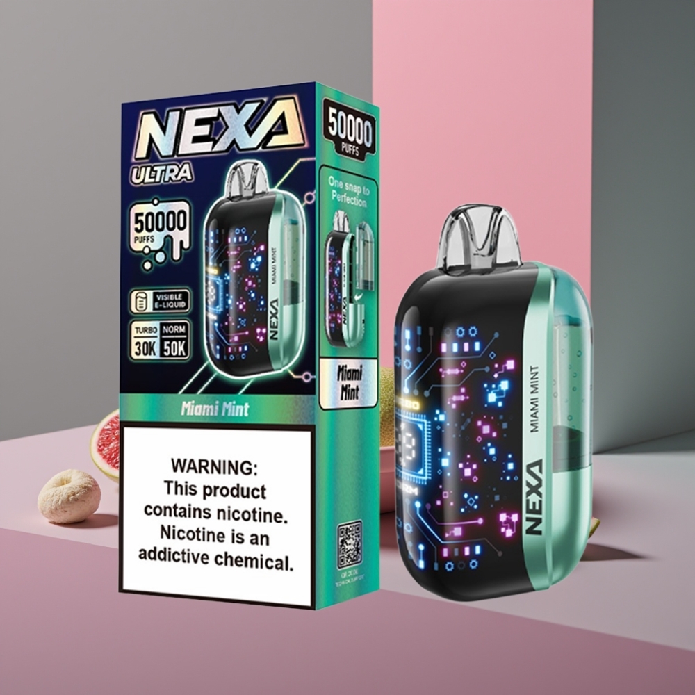 NEXA Ultra 50000 Puffs Disposable Vape Miami Mint 20ml 800mAh 5% Nikotin 0.9ohm Dual Mesh