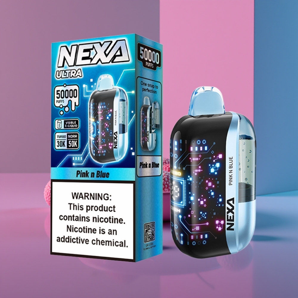 NEXA Ultra 50K Disposable Vape 20ml 800mAh 5% Nikotinu 0.9ohm Dual Mesh Růžová a Modrá